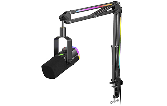 Microfone Gamer Fifine AmpliGame AM8PROT, RGB, USB/XLR, Preto, Com